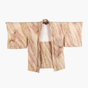 Veste haori vintage, beige/jaune tachetée